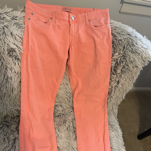 Express Coral Peach colored denim jeans Size 8 - Picture 2 of 8